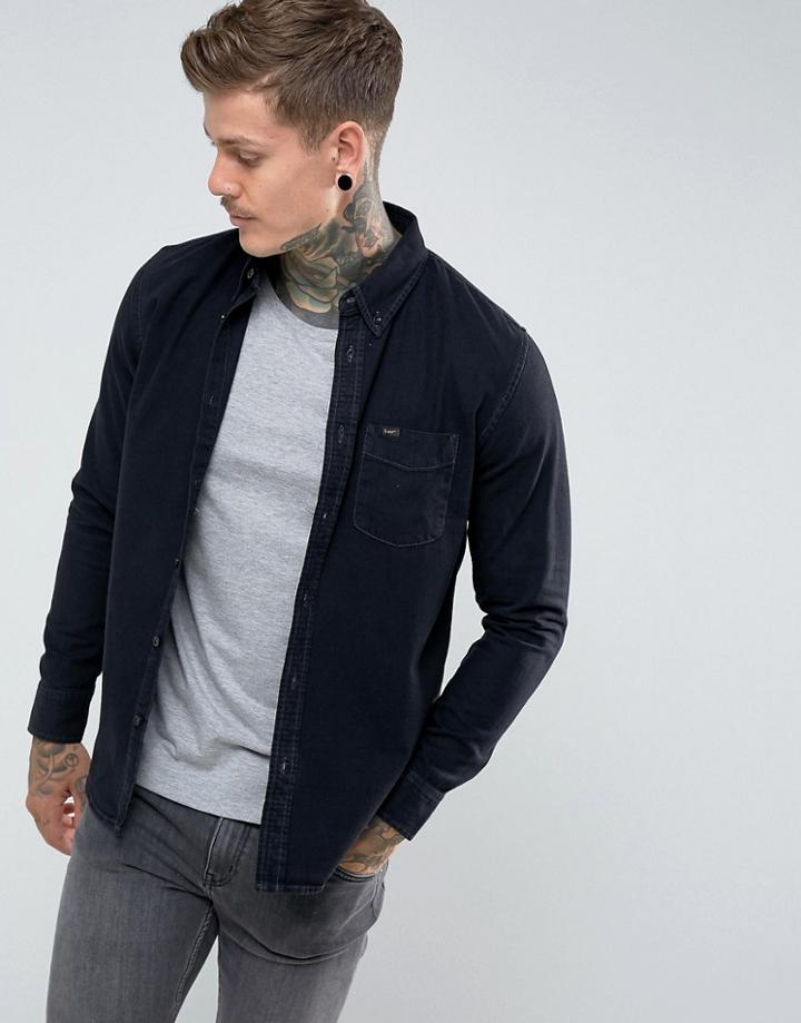 Lee Button Down Denim Shirt Black - Black