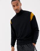 Asos Design Oversized Sweatshirt With Turtleneck And Color Blocking In Black - Green