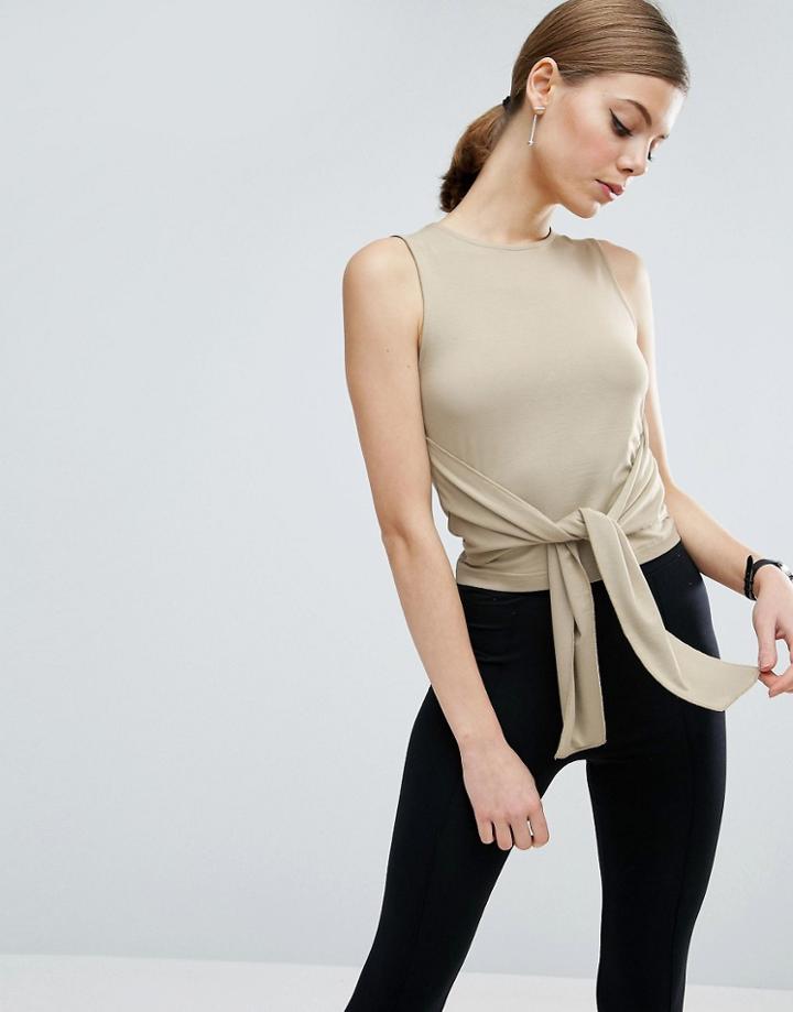Asos Top With Obi Tie - Green