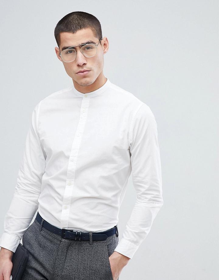 Selected Homme Slim Grandad Shirt - White