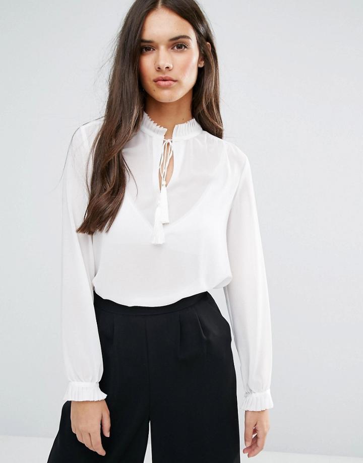 Sisley Blouse With Tie Neck - Cream
