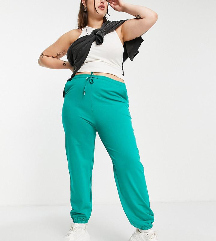 Asos Design Curve Basic Slim Sweatpants In Jade Green - Multi
