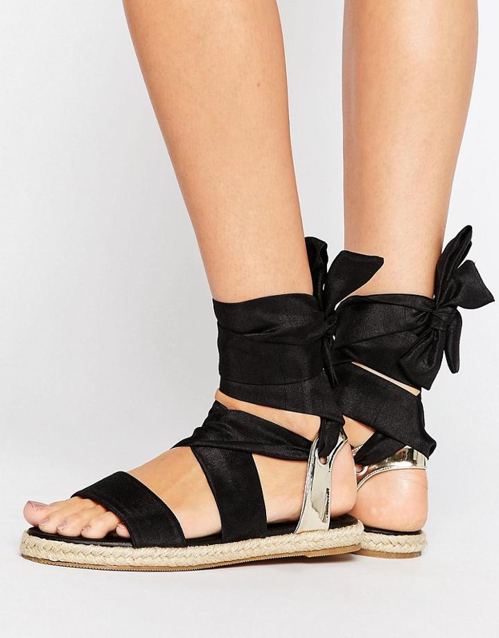 Asos Julia Tie Leg Espadrilles - Black