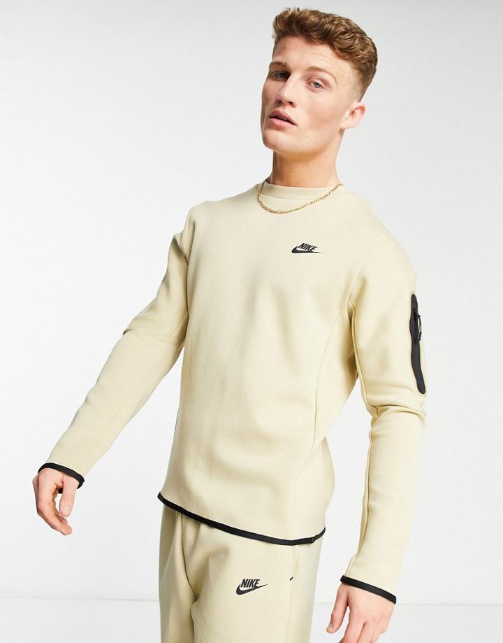 Nike Tech Fleece Crew Neck Sweatshirt In Sand-neutral