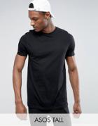Asos Tall Longline T-shirt With Crew Neck - Black