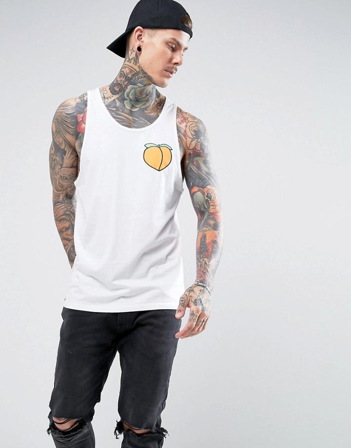 New Love Club Peach Print Tank - White