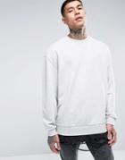 Asos Oversized Sweatshirt With Distressed T-shirt Hem - Gray