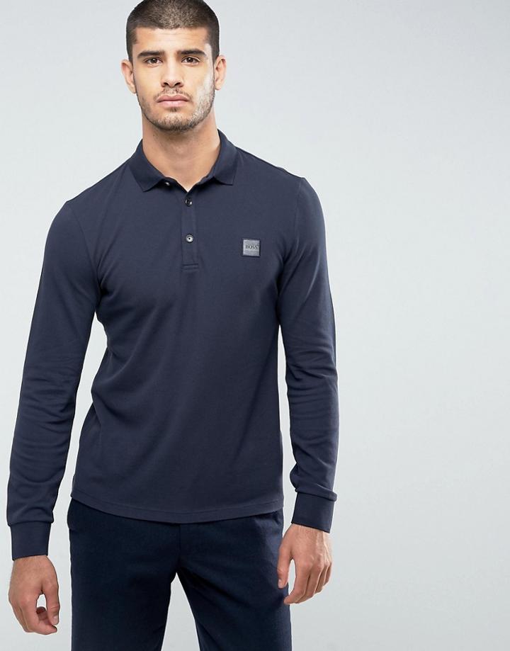 Boss Orange By Hugo Boss Paulyn Slim Fit Long Sleeve Polo Shirt In Navy - Navy