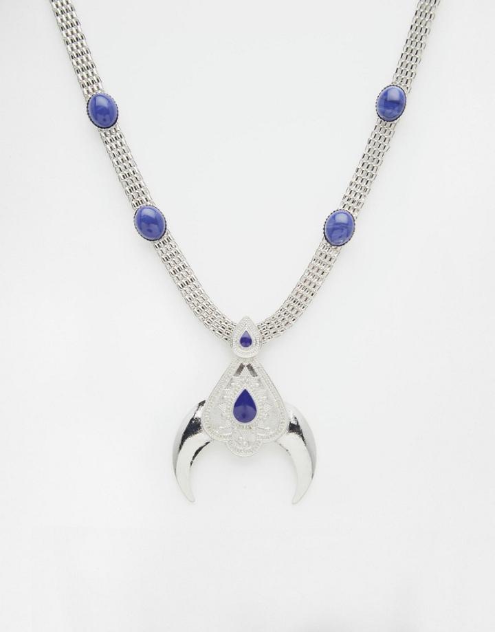 Asos Festival Moon Necklace - Rhodium