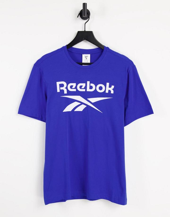 Reebok Graphic Series Stacked Logo T-shirt In Humble Blue-blues