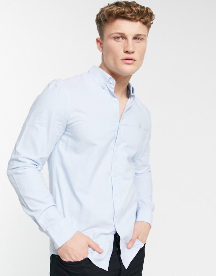 Farah Brewer Slim Fit Cotton Oxford Shirt In Blue - Mblue-blues