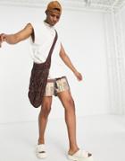Asos Design Handmade Knitted Sling Cross Body Bag In Brown