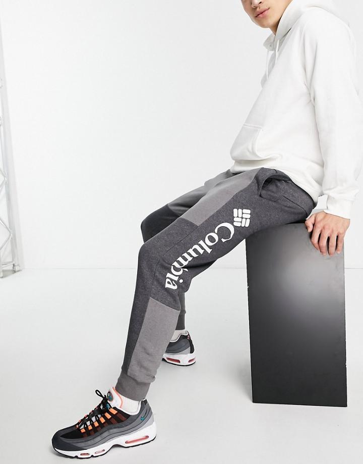 Columbia Lodge Color Block Sweatpants In Gray-grey