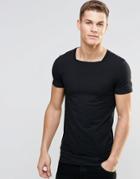 Asos Longline Muscle T-shirt With Square Neck In Black - Black