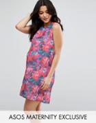 Asos Maternity Shift Dress In Textured Floral Print - Multi
