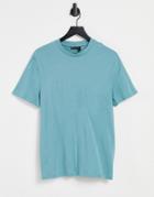 Asos Design Organic T-shirt With Crew Neck In Blue-blues