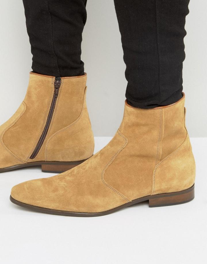 Zign Suede Zip Boots - Tan