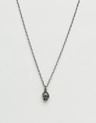 Rebel Heritage Memento Skull Necklace In Gunmetal - Silver