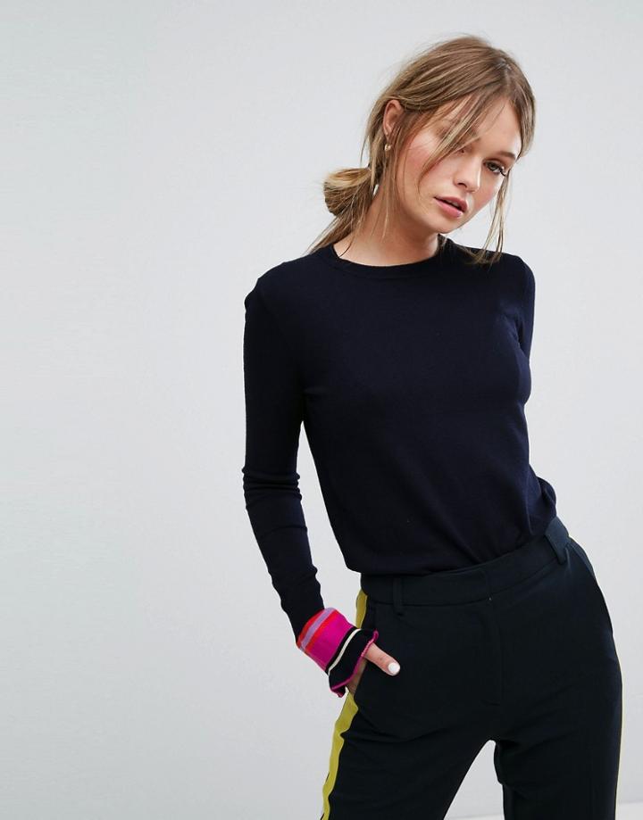 Warehouse Flared Stripe Cuff Sweater - Multi