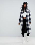 Asos Check Slim Coat With Pocket Detail - Multi