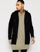 Asos Jersey Parka Jacket With Gold Zips In Black - Black