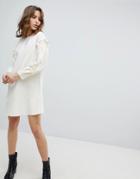 Unique 21 Dress With Frill Sleeve - White