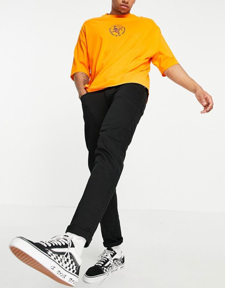 Asos Design No Fade Black Stretch Tapered Jeans