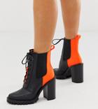 Asos Design Wide Fit Ellen Chunky Lace Up Boots In Neon