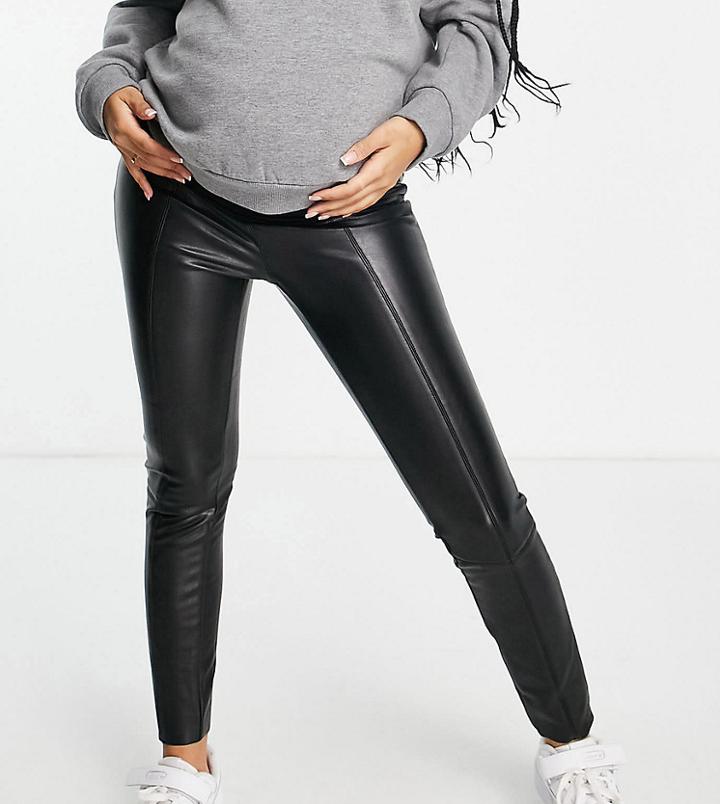 Topshop Maternity Faux Leather Skinny Pant In Black