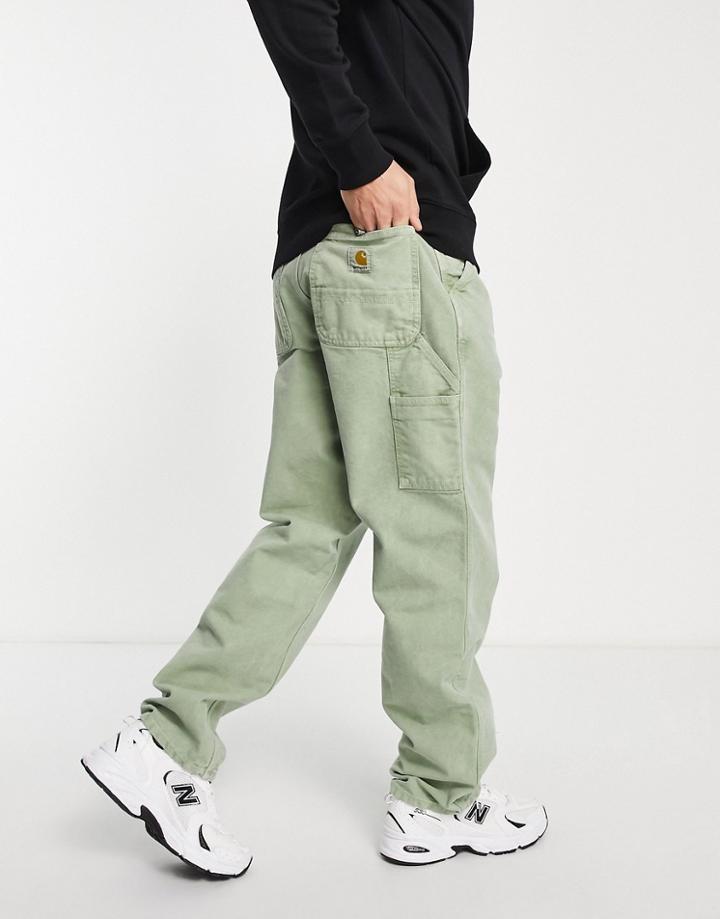 Carhartt Wip Single Knee Worker Pant In Washed Green
