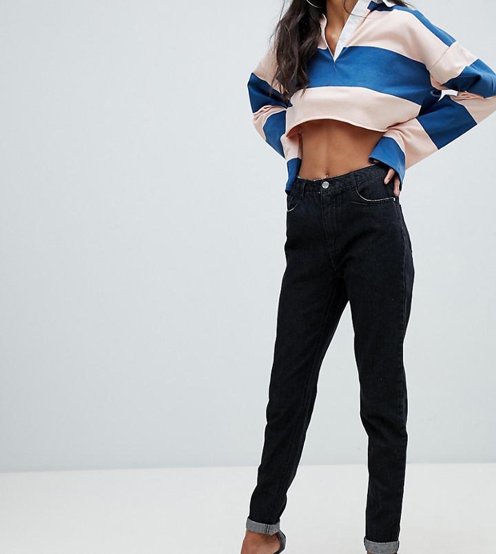 Missguided Tall High Rise Mom Jean In Black - Blue