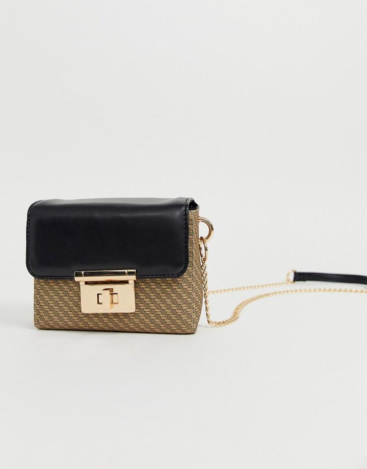 Asos Design Monogram Contrast Cross Body With Lock Detail - Multi