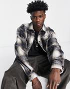 Liquor N Poker Oversized Shirt In Brown And Cream Plaid-multi