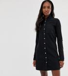 Asos Design Tall Denim Shirt Dress In Black - Black