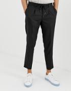 Selected Homme Ankle Length Smart Pants With Drawstring Waist Black - Black
