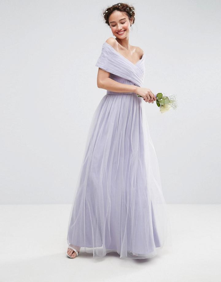 Asos Wedding Tulle Maxi Dress - Purple