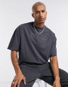 Asos Unrvlld Spply Oversized T-shirt With Logo In Black-grey