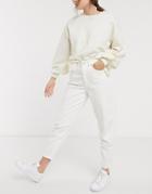 Asos Design Balloon Leg Boyfriend Jeans In Cream Jumbo Cord-white