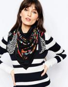 Moschino Silk Square Scarf With Necklace Print - Black