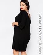 Asos Curve T-shirt Dress With Drape Cowl Back - Black