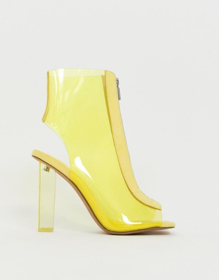 Asos Design Energise Clear Heeled Boots - Yellow