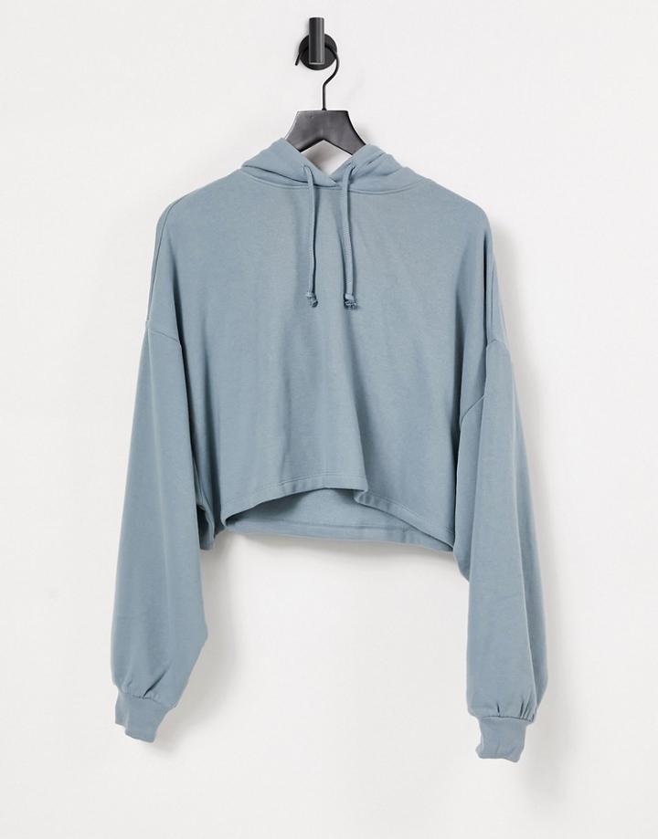 Asos Design Boxy Hoodie With Batwing Sleeves In Teal-green