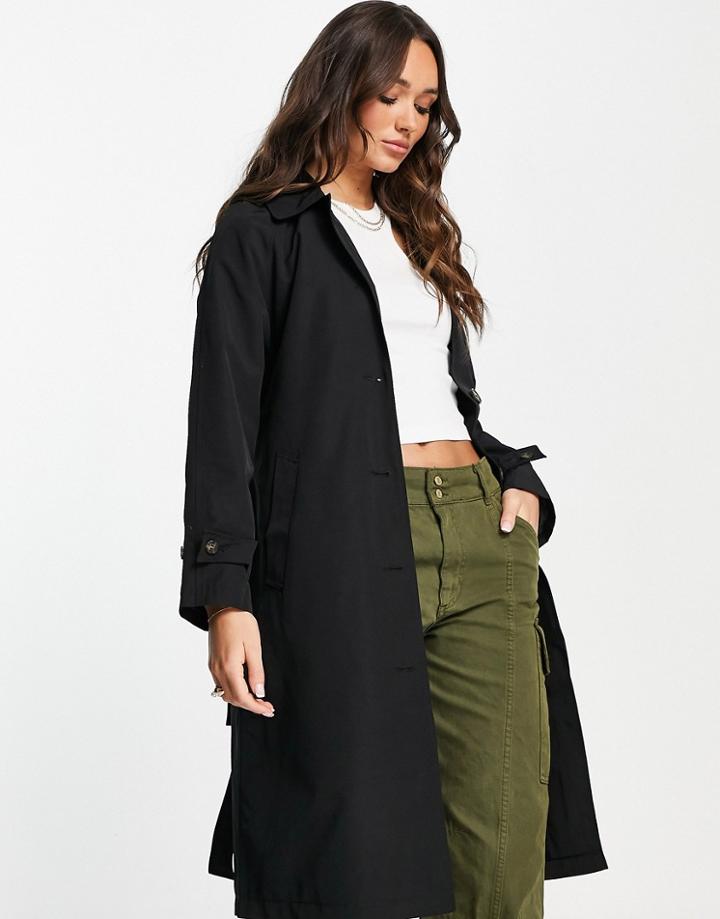 Vero Moda Long Trench Coat In Black