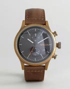 Nixon Station Chronograph Leather Watch In Brown - Brown