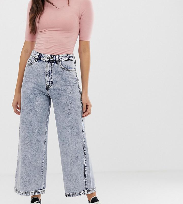 Stradivarius Str Denim Culottes In Acid Wash