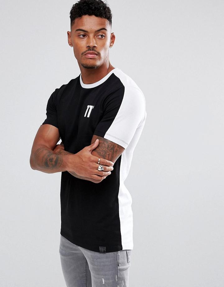 11 Degrees Muscle T-shirt In Black With Contrast Back - Black