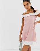 Emory Park Off Shoulder Dress With Contrast Ruffle Detail-pink