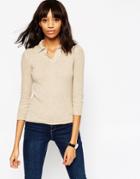 Asos Jumper With Polo Collar In Rib And Cashmere Mix - Beige