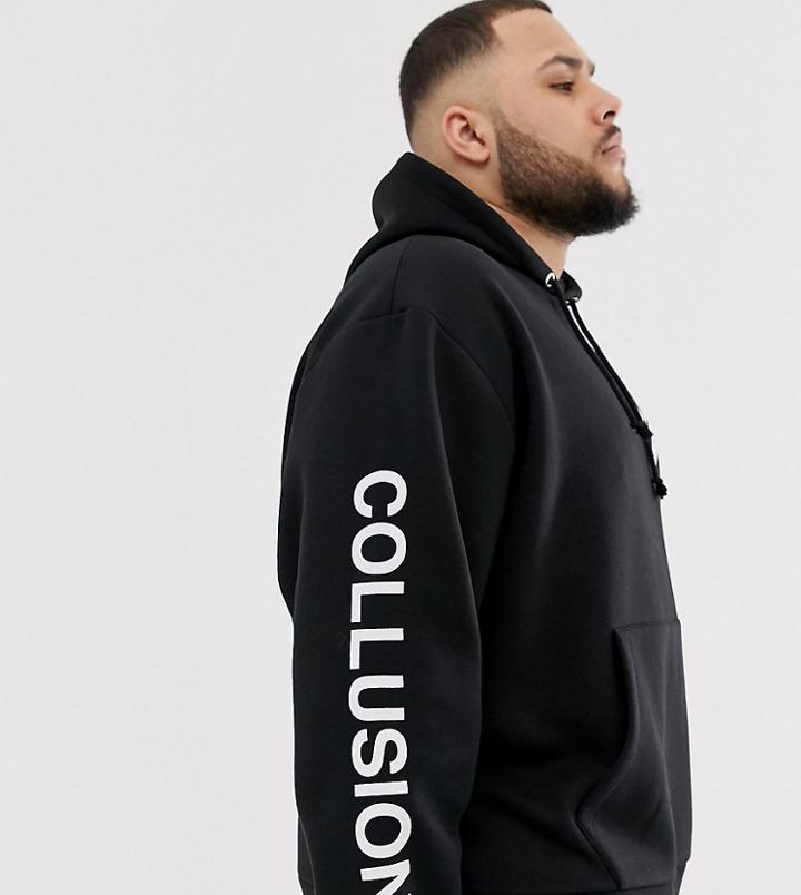 Collusion Plus Logo Hoodie In Black - Black