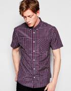 D-struct Short Sleeve Checked Shirt - Red